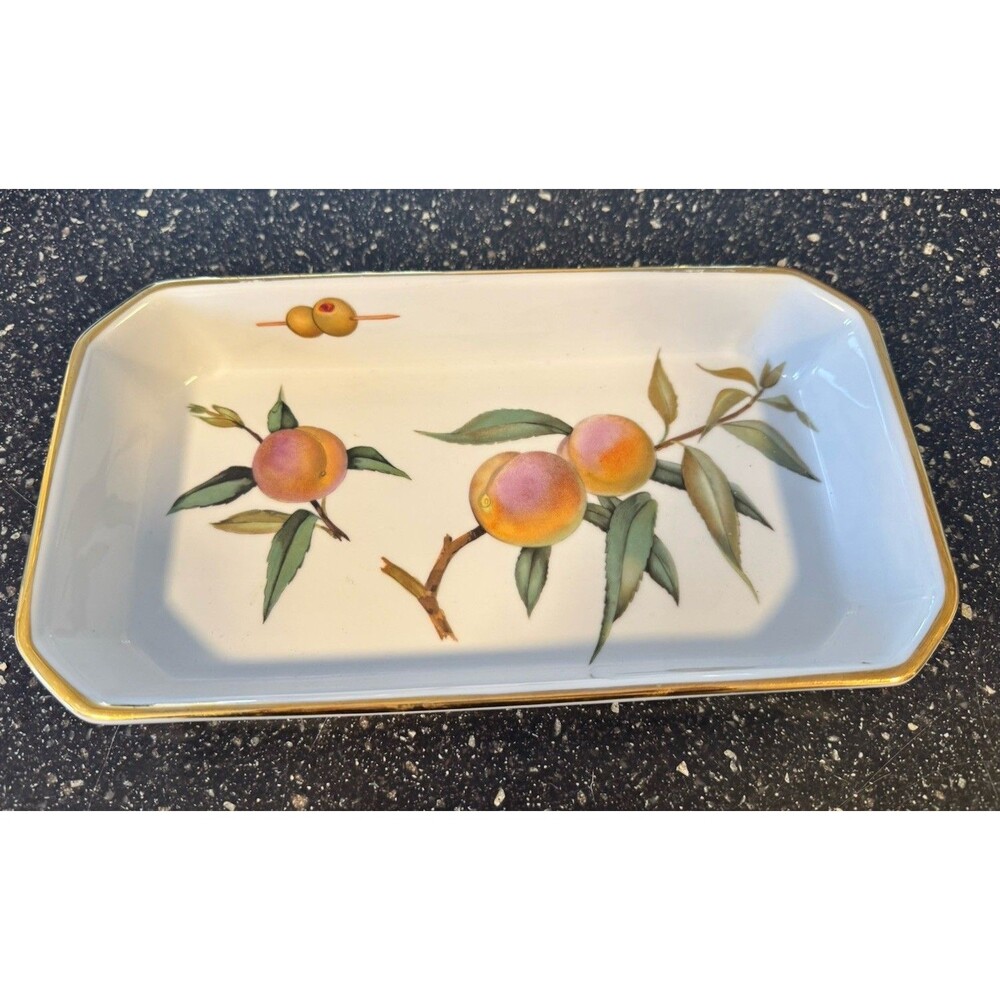 Royal Worcester Porcelain Rectangular Dish Fruit & Olive Pattern Decorative